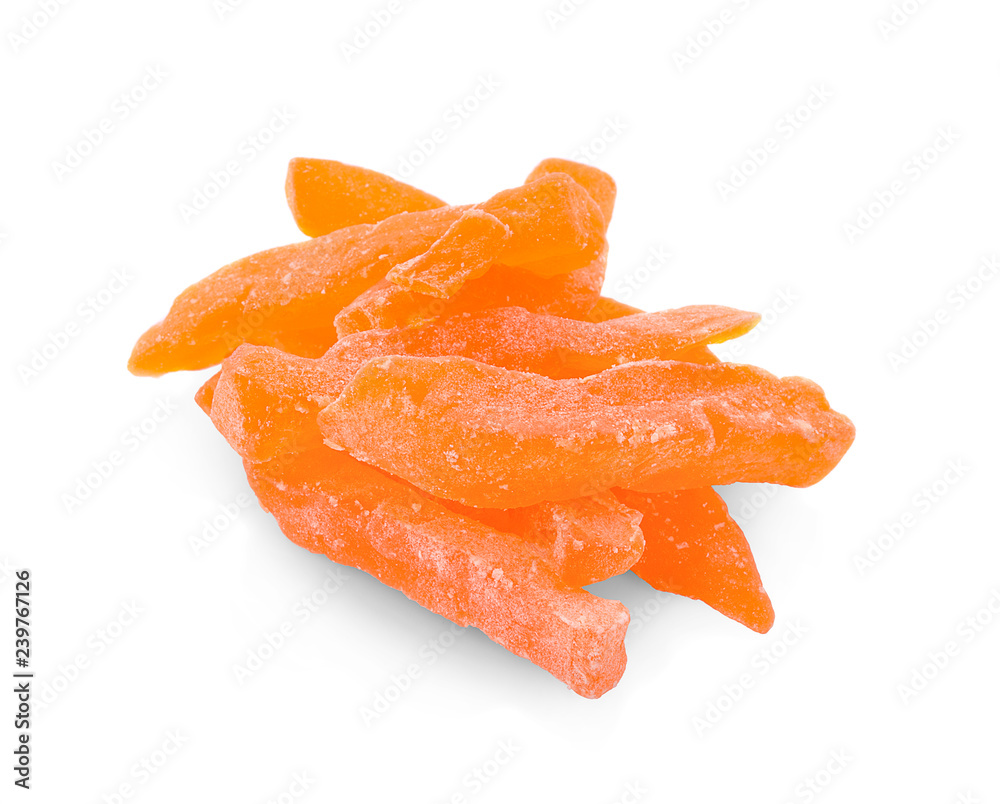Dried Mango slices isolated on white background Dried Mango slices isolated on white background
