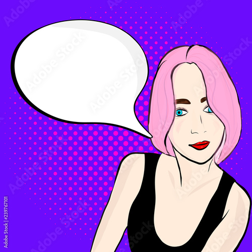 Pop art girl with speech