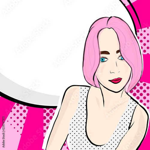 Pop art girl with speech