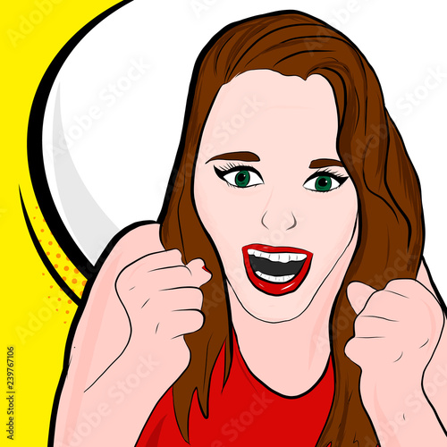 Pop art girl with speech