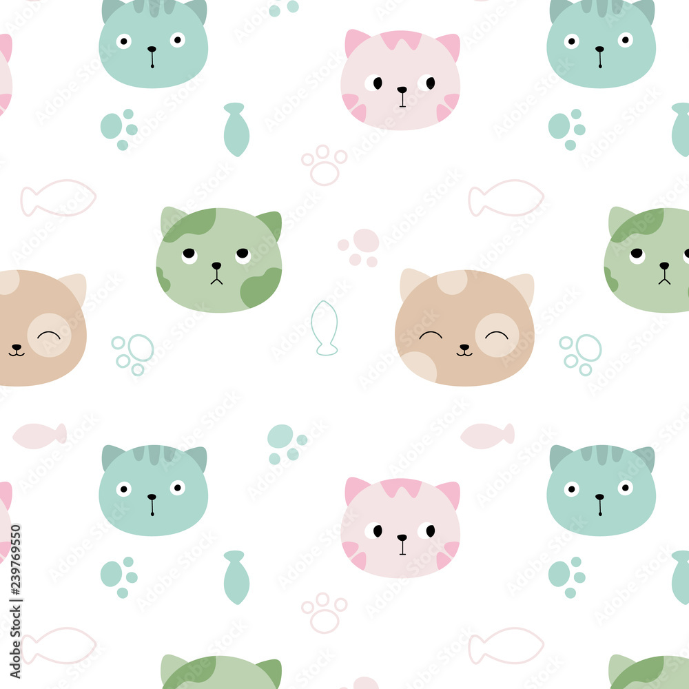 Cute animal seamless pattern hand drawn style Cute animal seamless pattern hand drawn style