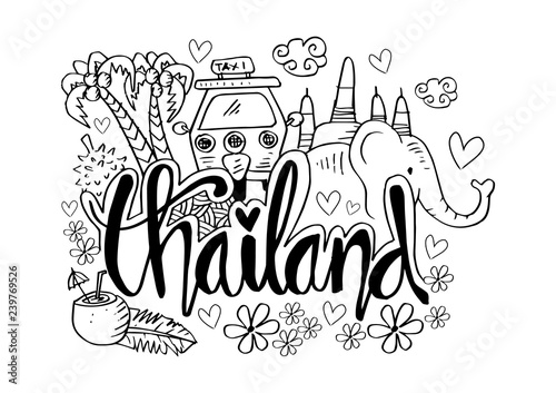 Hand Drawn Symbols Of Thailand.