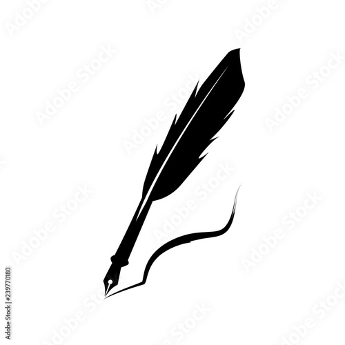 Feather pen ink icon illustration isolated vector sign symbol - Vector
