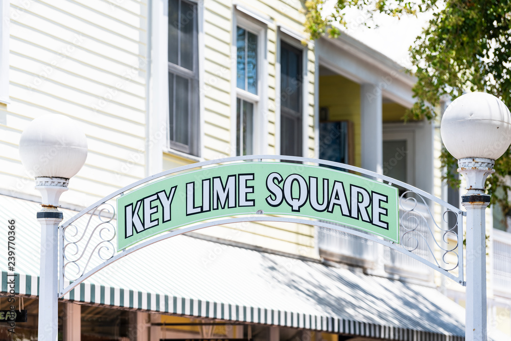 Key Lime Square sign at Duval street with many shops, stores, restaurants,  cafe selling food in Key West, Florida keys city, urban view, outdoor,  outside shopping mall Stock Photo | Adobe Stock