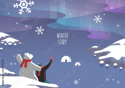 Winter travel illustration