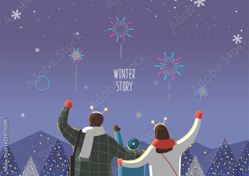 Winter travel illustration