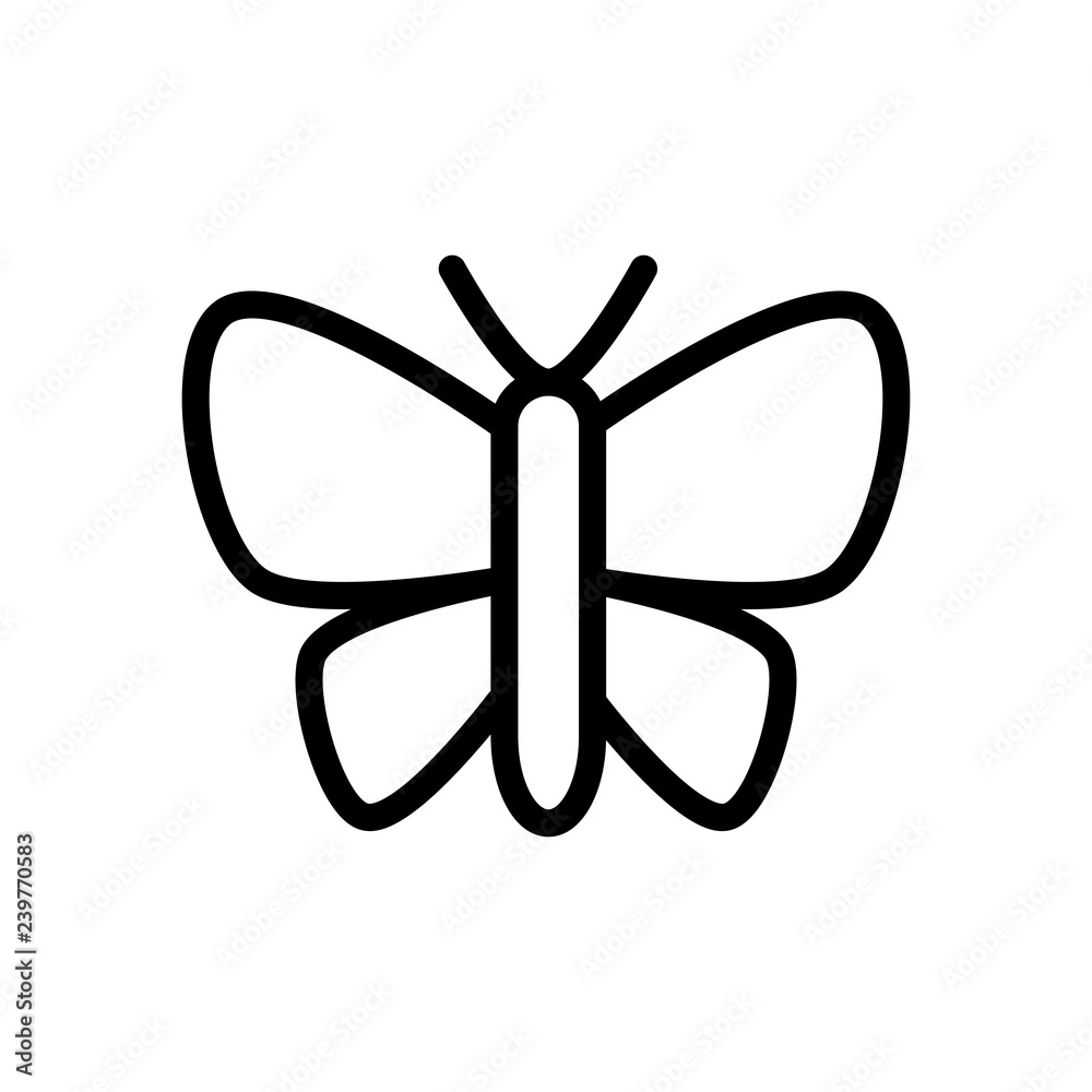 Simple butterfly logo, linear outline icon. Black icon on white ...