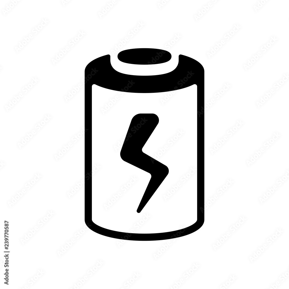 Charging battery with lightning sign, technology icon. Black ico Charging battery with lightning sign, technology icon. Black ico