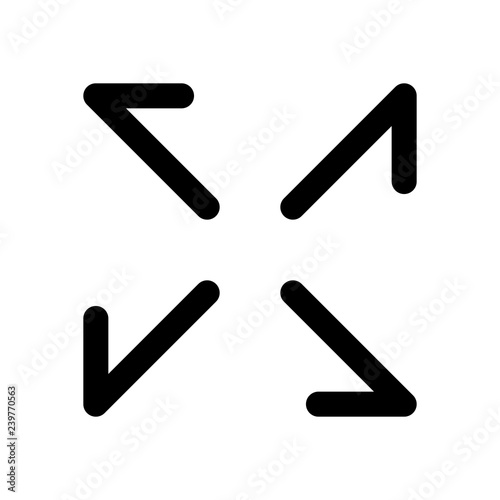 Arrows of four directions, linear icon. Black icon on white back