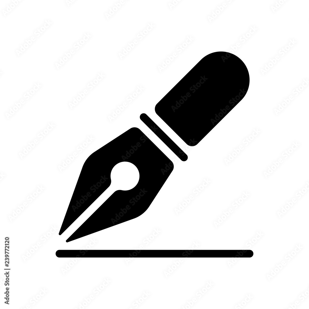ink pen, simple icon. Black icon on white background ink pen, simple icon. Black icon on white background