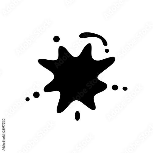 Ink spot, paint stain, simple icon. Black icon on white backgrou