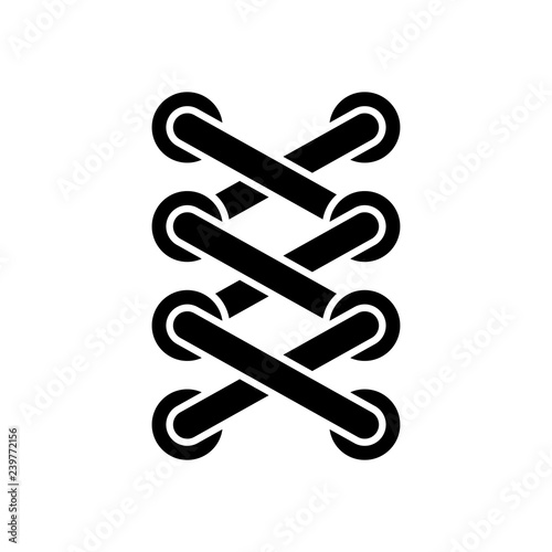 Shoelace of sneaker, simple icon. Black icon on white background