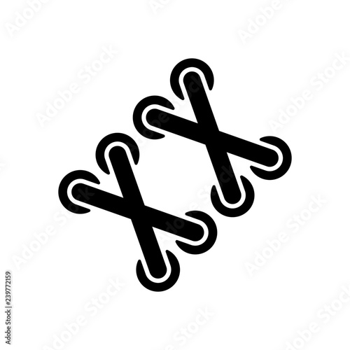Shoelace of sneaker, simple icon. Black icon on white background