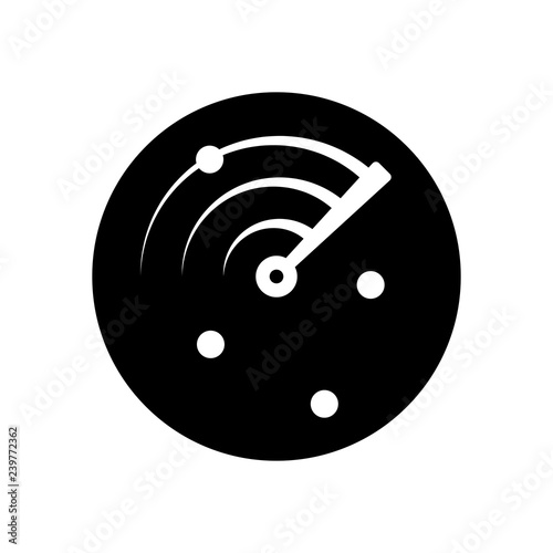 Radar screen, scan circle, icon. Black icon on white background