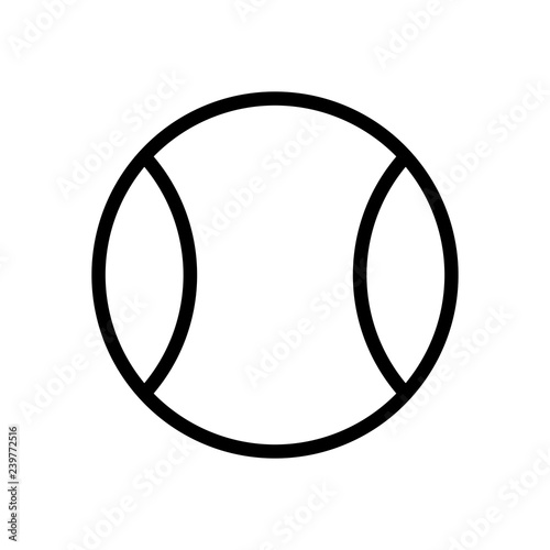 Tennis ball, sport game, outline linear icon. Black icon on white background