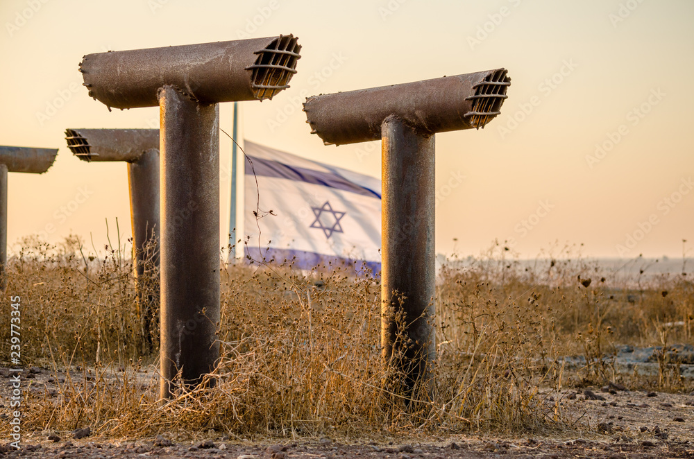 Periscopes frame the Israeli flag flying above the fortifications at Tel Saki in Israel’s Golan Heights, site of the Yom Kippur War of 1973 Periscopes frame the Israeli flag flying above the fortifications at Tel Saki in Israel’s Golan Heights, site of the Yom Kippur War of 1973