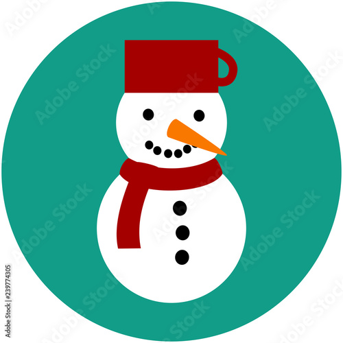 Snowman icon on green background