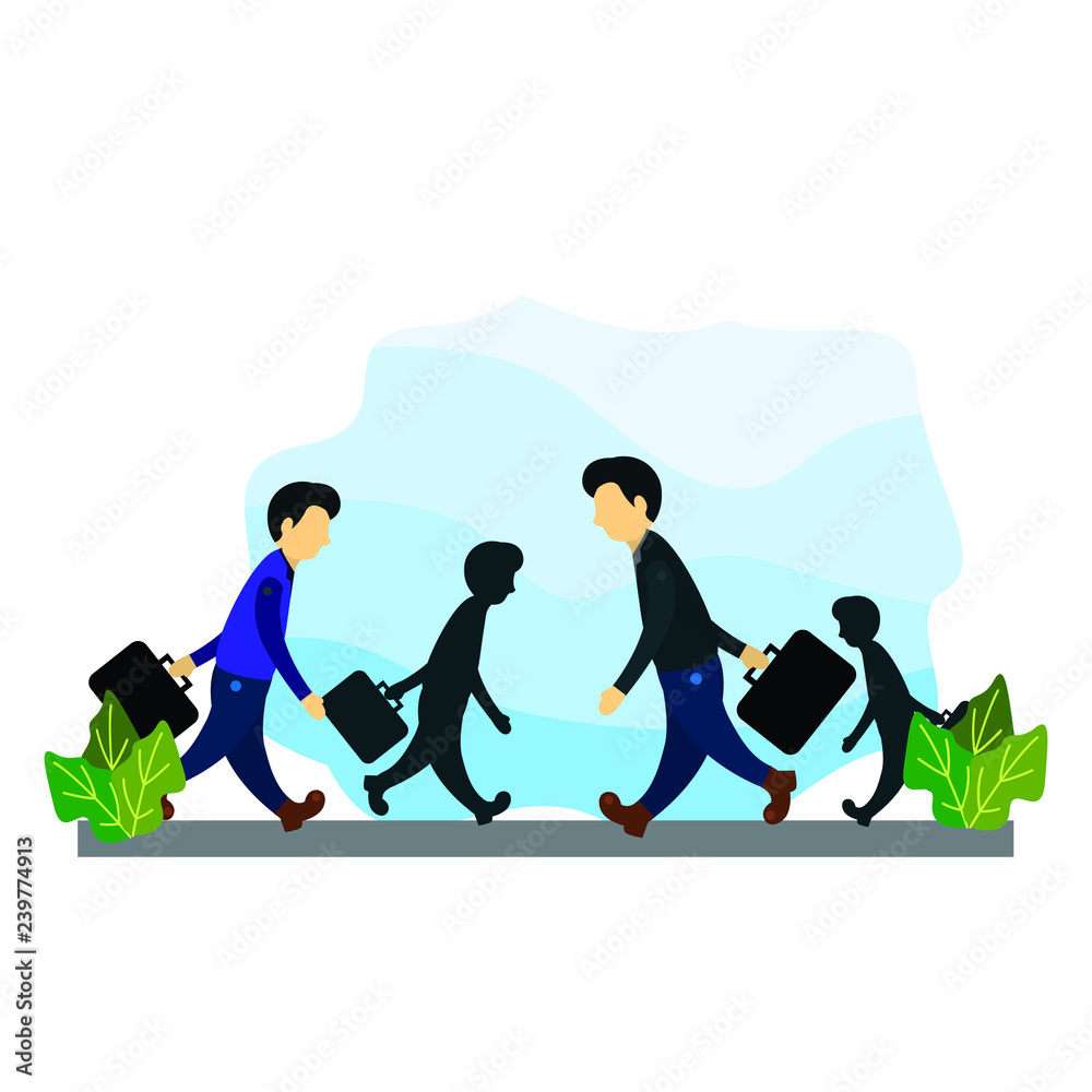 Illustration of a group of office workers who were leaving for work