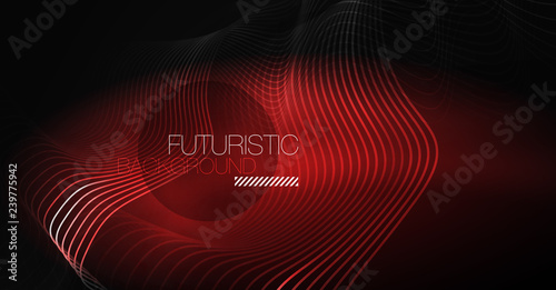 Neon lines wave background. Abstract composition