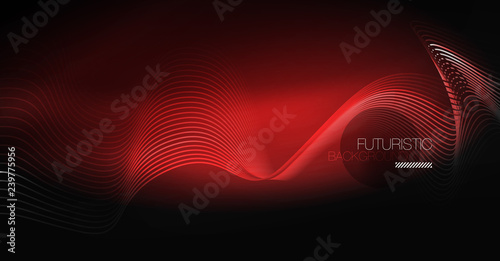 Neon lines wave background. Abstract composition