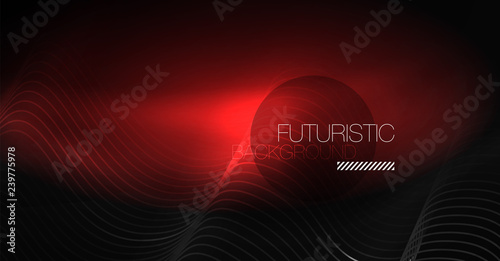Neon lines wave background. Abstract composition