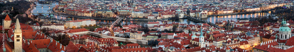 Panorama of Prague,  River Vltava.