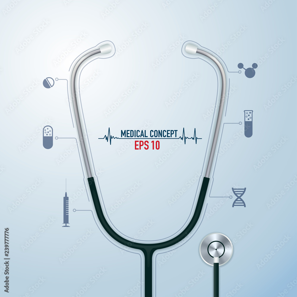 Φωτογραφία concept of medical health care technology, graphic of realistic stethoscope and
