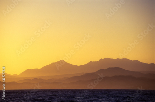 sunrise set with baja mexico mountains