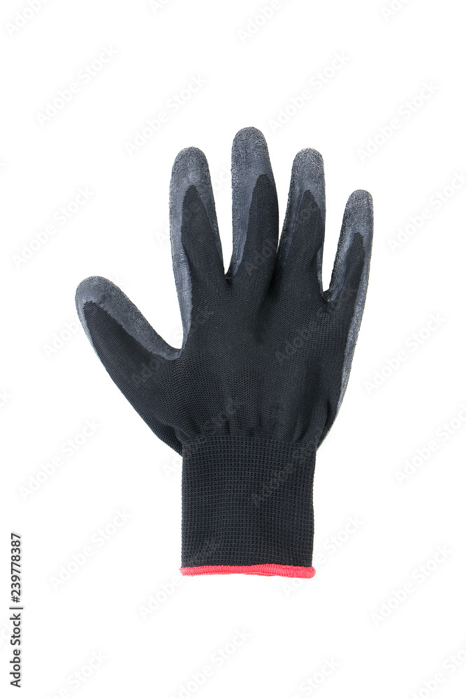 Obraz premium Black single glove isolated on white