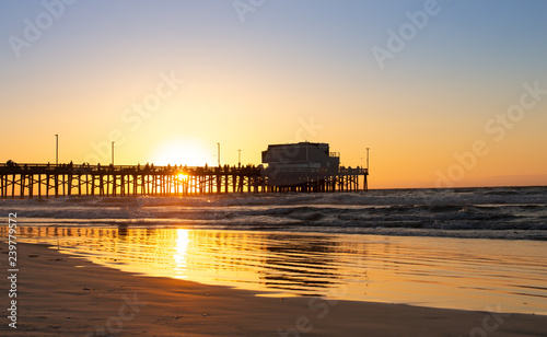 Pier at Sunset - Southern California boardwalk at sunset © dcorneli