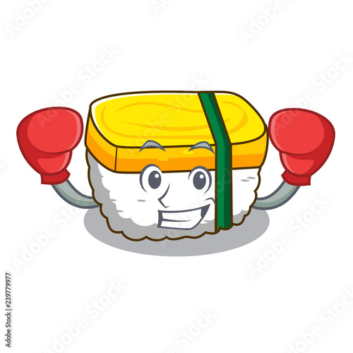 Boxing tamago sushi Isolated on a mascot