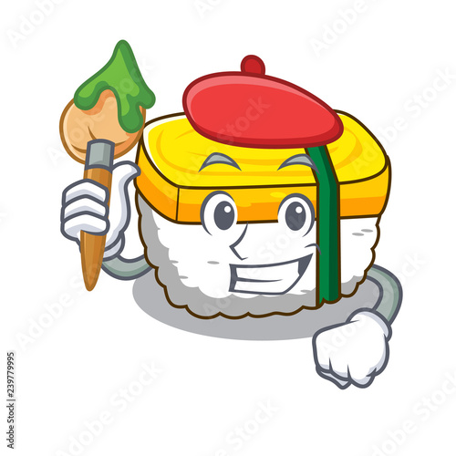 Artist tamago sushi Isolated on a mascot