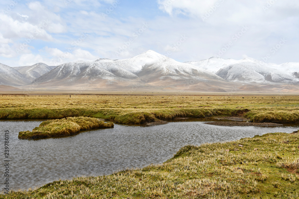 China, Tibetan plateau in the area between Gangke Yuke and Gongyok mountains in cloudy summer China, Tibetan plateau in the area between Gangke Yuke and Gongyok mountains in cloudy summer
