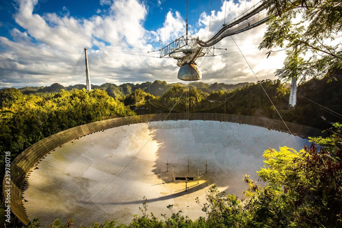 Large radio telescope in Arecibo national observatory