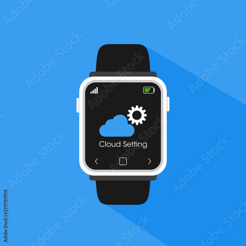 Simple flat minimalist smartwatch with cloud app setting button