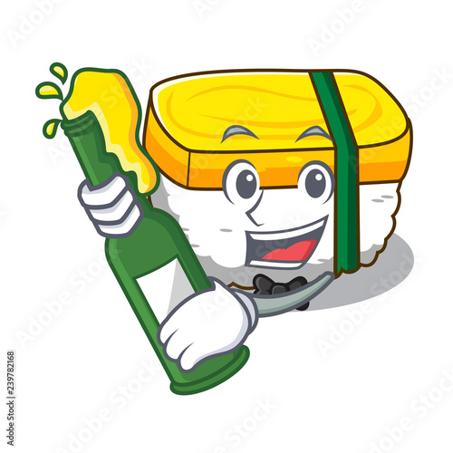 With beer tamago sushi using an egg character