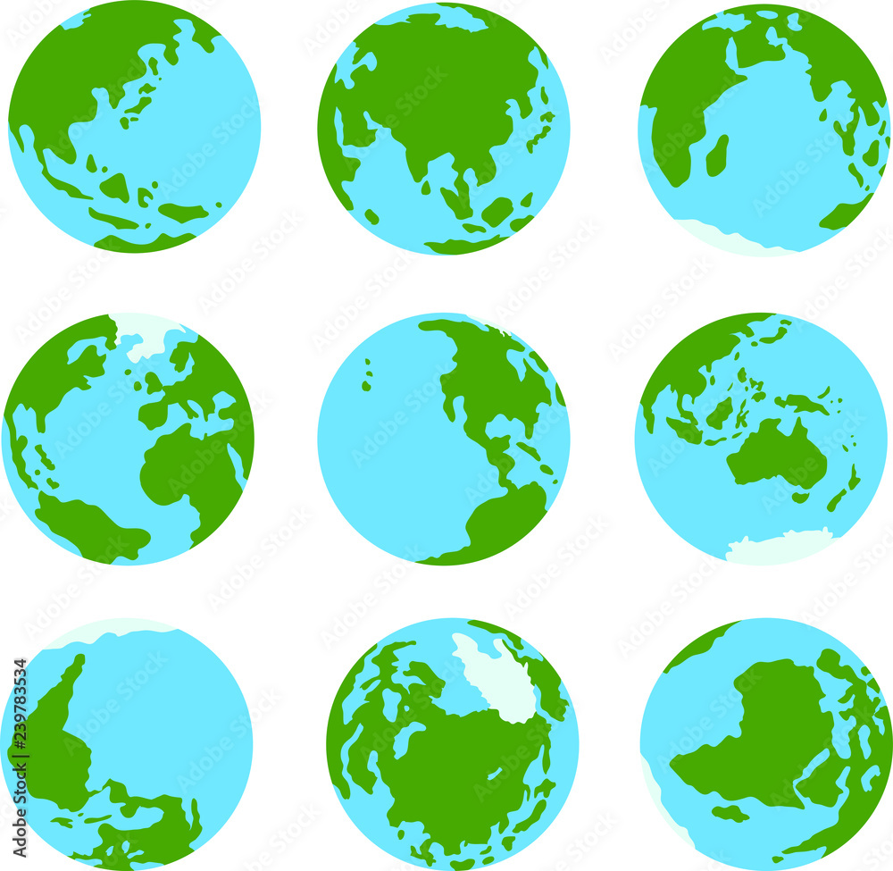 Illustration of a round earth set Illustration of a round earth set