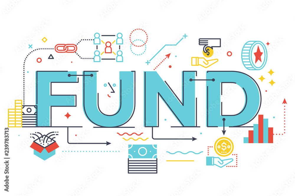 Fund word lettering illustration