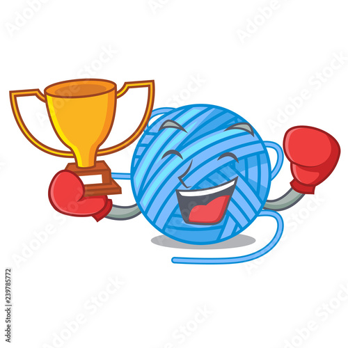 Boxing winner concept yarn wool sew in cartoon
