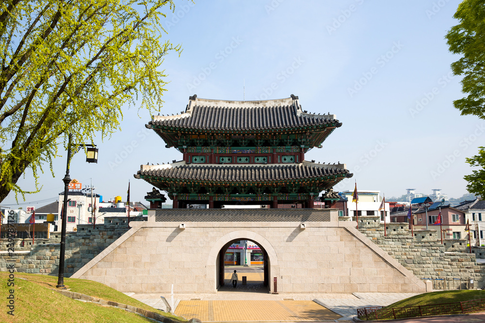 It is Jinjuseong Fortress which is a famous tourist attraction in Korea.