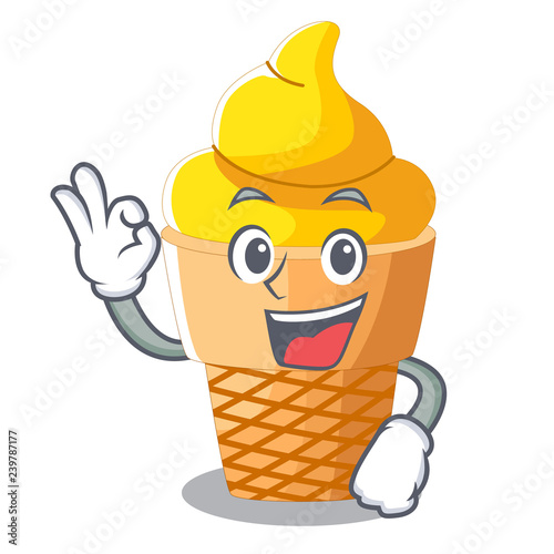 Okay banana ice cream isolated on mascot