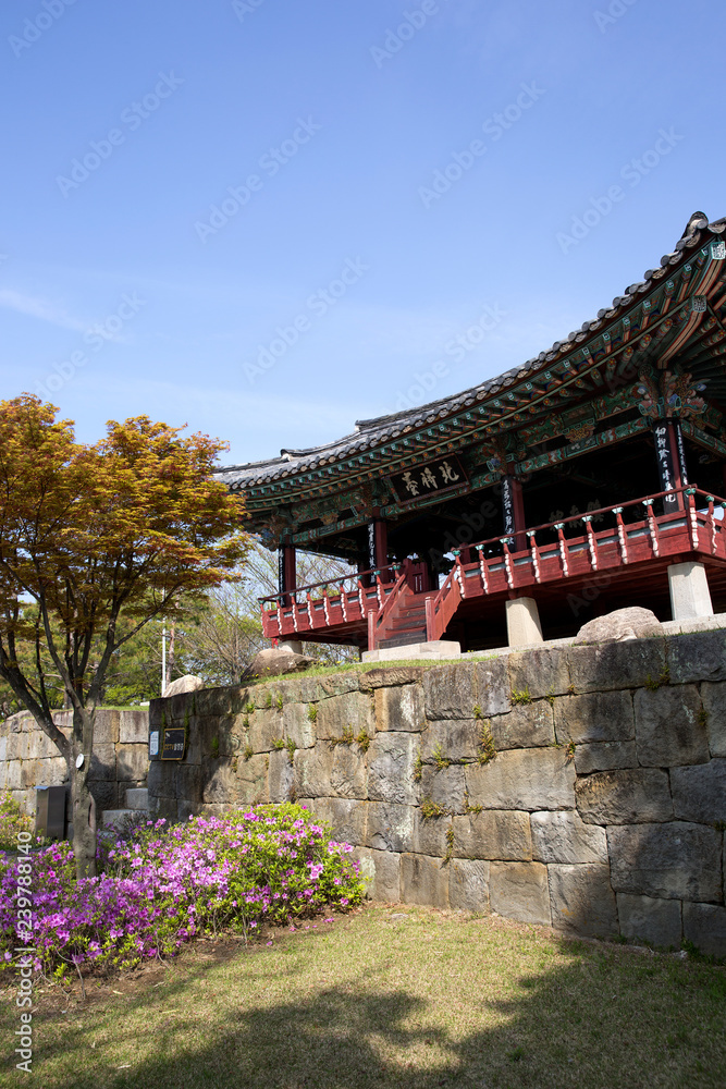 It is Jinjuseong Fortress which is a famous tourist attraction in Korea.