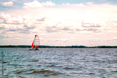Boat sailing in the lake © trustle