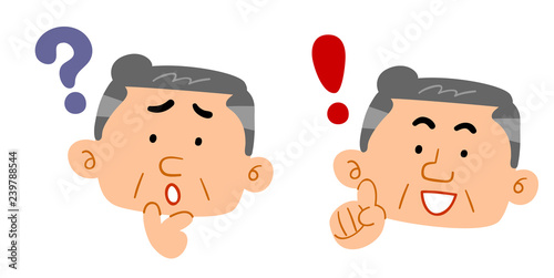 中高年の男性　疑問と解答のセット　
