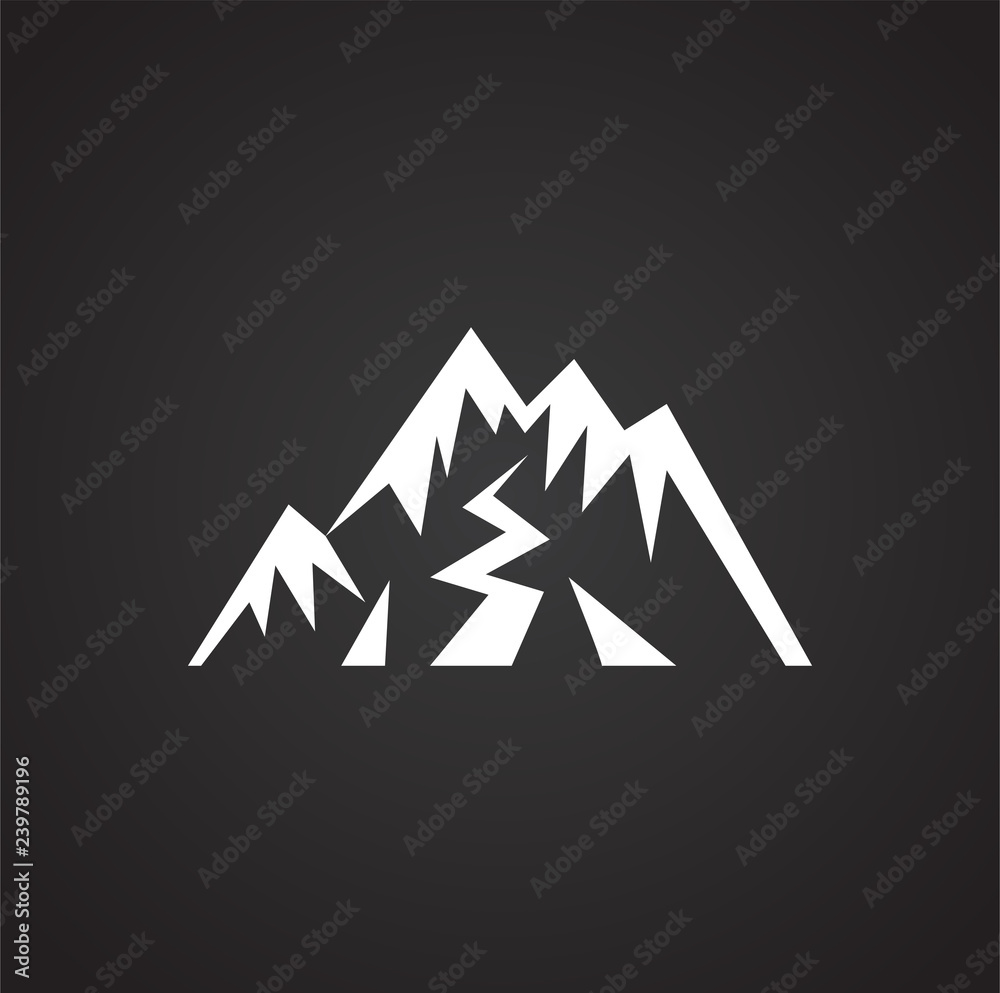 Mountain icon on black background for graphic and web design, Modern simple vector sign. Internet concept. Trendy symbol for website design web button or mobile app Mountain icon on black background for graphic and web design, Modern simple vector sign. Internet concept. Trendy symbol for website design web button or mobile app
