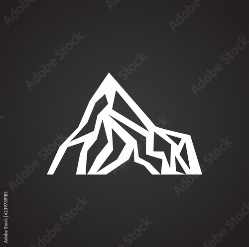 Mountain icon on black background for graphic and web design, Modern simple vector sign. Internet concept. Trendy symbol for website design web button or mobile app