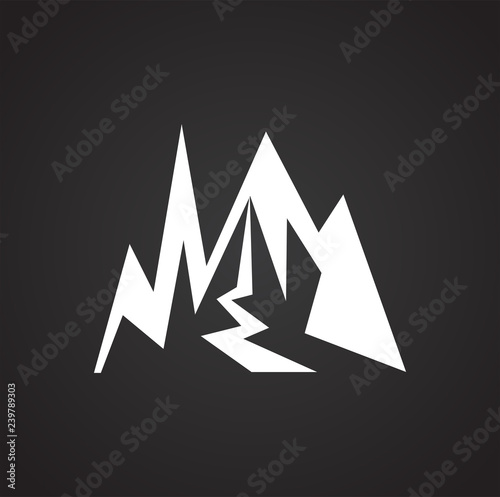 Mountain icon on black background for graphic and web design, Modern simple vector sign. Internet concept. Trendy symbol for website design web button or mobile app