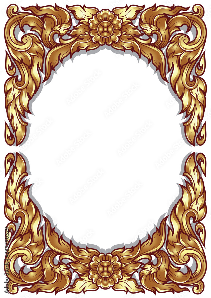 Thai traditional or ancient design frame, border, invitation, greeting card,  background, back drop, banner Stock Illustration | Adobe Stock