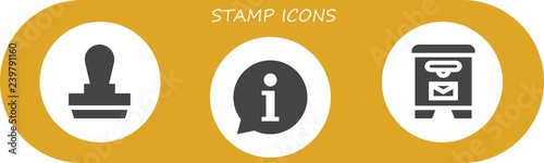 Vector icons pack of 3 filled stamp icons photo