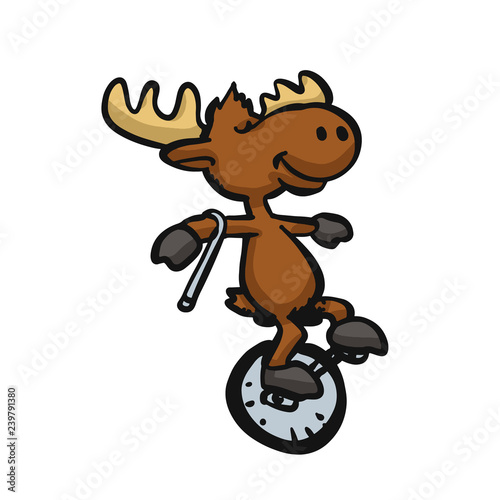 Moose riding a monocycle